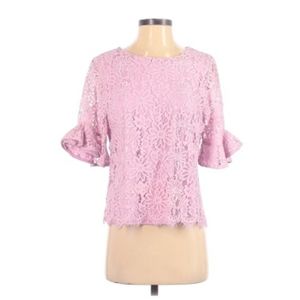 TU Nanette Lepore purple lace ruffle top size